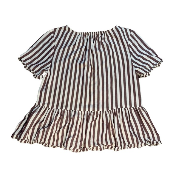 Madewell Pink and White Striped Peplum Blouse - Picture 9 of 15